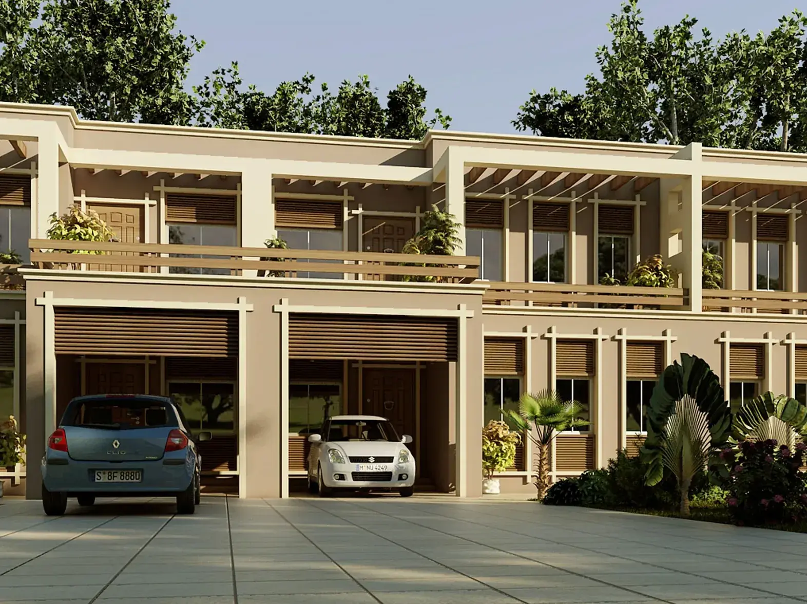 Modern double-storey townhouse design by EEZY HOMES